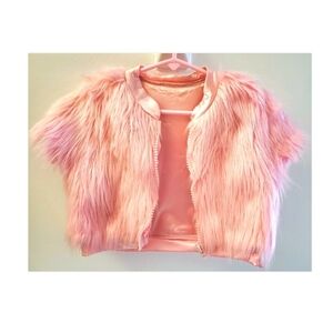 Girls Pink Faux Fur Vest, Size L